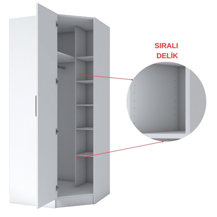 Hanah Home Armario Blanco con Estanterías BA140 - 4082 Hanah Home Armario Blanco con Estanterías BA140 - 4082